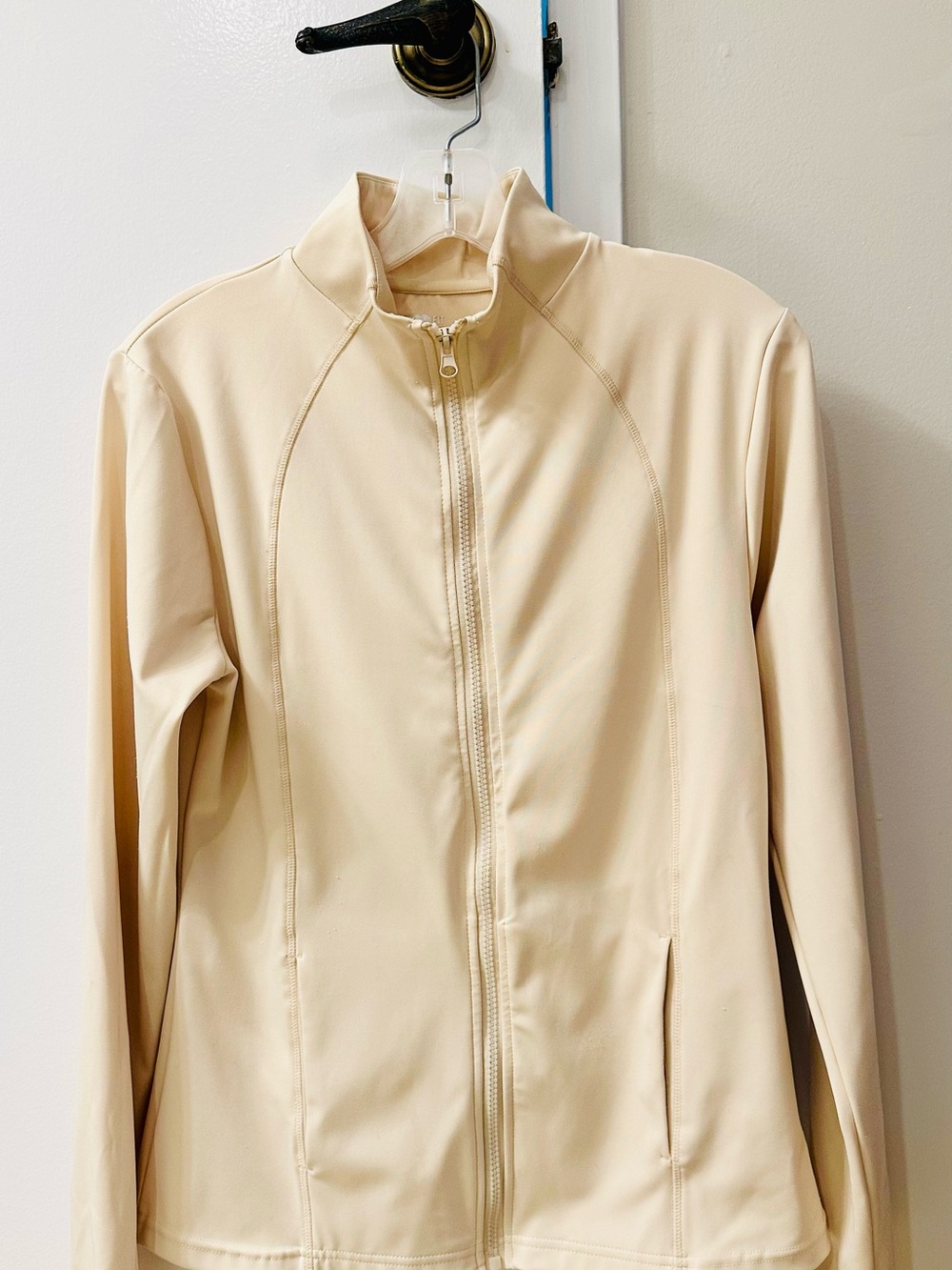 Cream Zip-Up Bomber Jacket